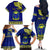 Personalised Fiji Natabua High School Family Matching Off Shoulder Long Sleeve Dress and Hawaiian Shirt Fijian Tapa Pattern LT14 - Polynesian Pride