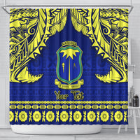 Personalised Fiji Natabua High School Shower Curtain Fijian Tapa Pattern LT14 - Polynesian Pride