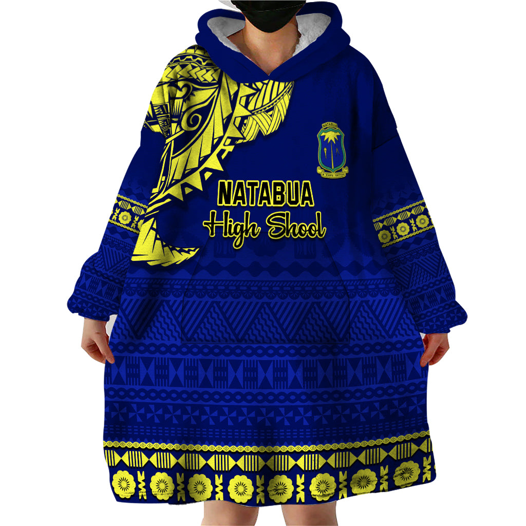 Personalised Fiji Natabua High School Wearable Blanket Hoodie Fijian Tapa Pattern LT14 - Polynesian Pride
