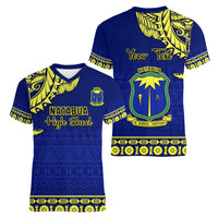 Personalised Fiji Natabua High School Women V Neck T Shirt Fijian Tapa Pattern LT14 - Polynesian Pride