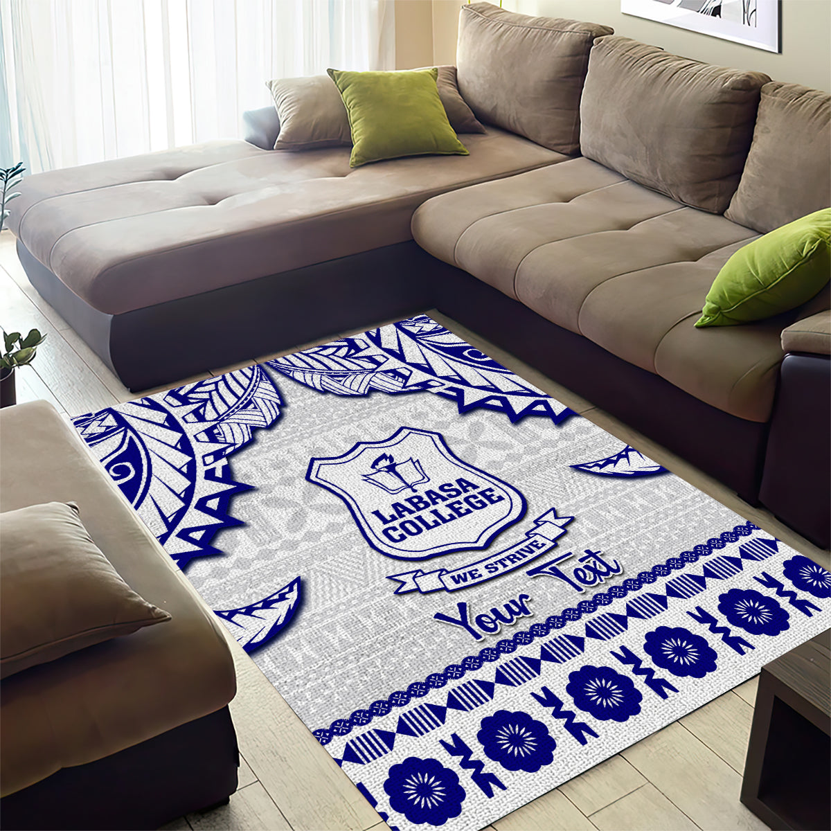 Personalised Fiji Labasa College Area Rug Fijian Tapa Pattern LT14 - Polynesian Pride