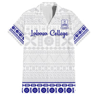 Personalised Fiji Labasa College Family Matching Long Sleeve Bodycon Dress and Hawaiian Shirt Fijian Tapa Pattern LT14 Dad's Shirt - Short Sleeve White - Polynesian Pride