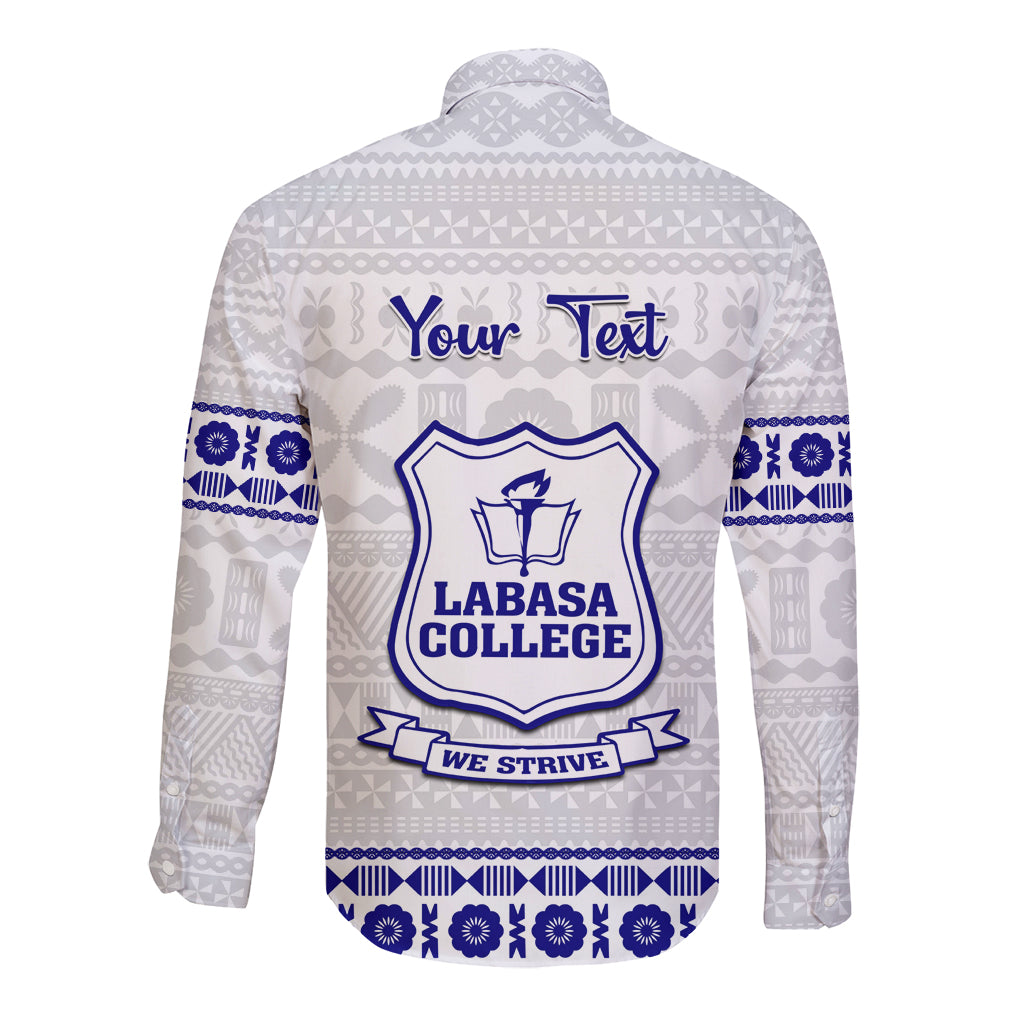 Personalised Fiji Labasa College Long Sleeve Button Shirt Fijian Tapa Pattern LT14 - Polynesian Pride
