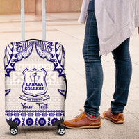 Personalised Fiji Labasa College Luggage Cover Fijian Tapa Pattern LT14 White - Polynesian Pride