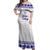 Personalised Fiji Labasa College Off Shoulder Maxi Dress Fijian Tapa Pattern LT14 Women White - Polynesian Pride