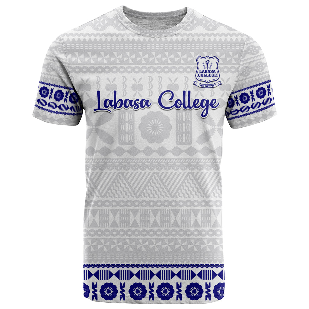Personalised Fiji Labasa College T Shirt Fijian Tapa Pattern LT14 White - Polynesian Pride