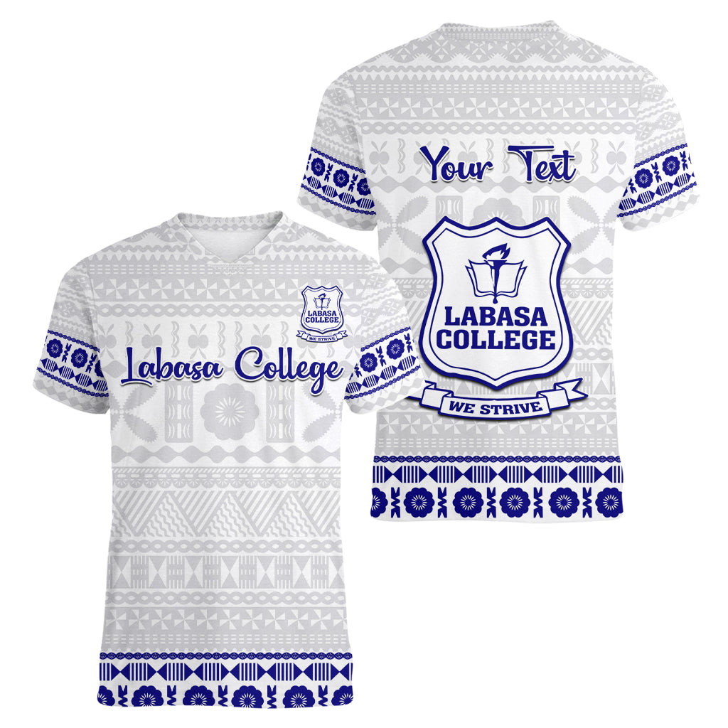 Personalised Fiji Labasa College Women V Neck T Shirt Fijian Tapa Pattern LT14 - Polynesian Pride
