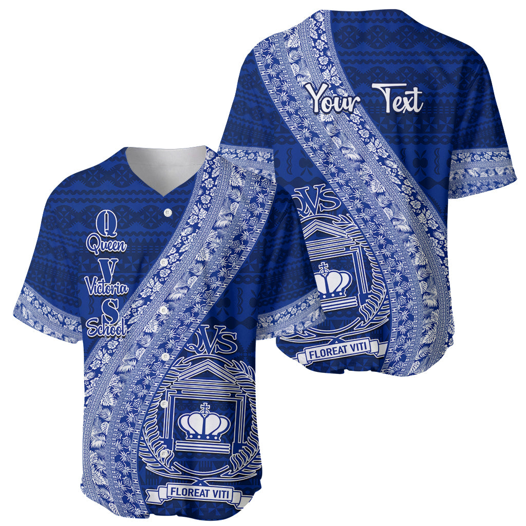 Personalised Fiji Queen Victoria School Baseball Jersey Fijian Tapa Pattern LT14 - Polynesian Pride