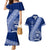 Personalised Fiji Queen Victoria School Couples Matching Mermaid Dress and Hawaiian Shirt Fijian Tapa Pattern LT14 Blue - Polynesian Pride