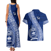 Personalised Fiji Queen Victoria School Couples Matching Tank Maxi Dress and Hawaiian Shirt Fijian Tapa Pattern LT14 - Polynesian Pride