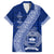 Personalised Fiji Queen Victoria School Family Matching Off Shoulder Long Sleeve Dress and Hawaiian Shirt Fijian Tapa Pattern LT14 Dad's Shirt - Short Sleeve Blue - Polynesian Pride