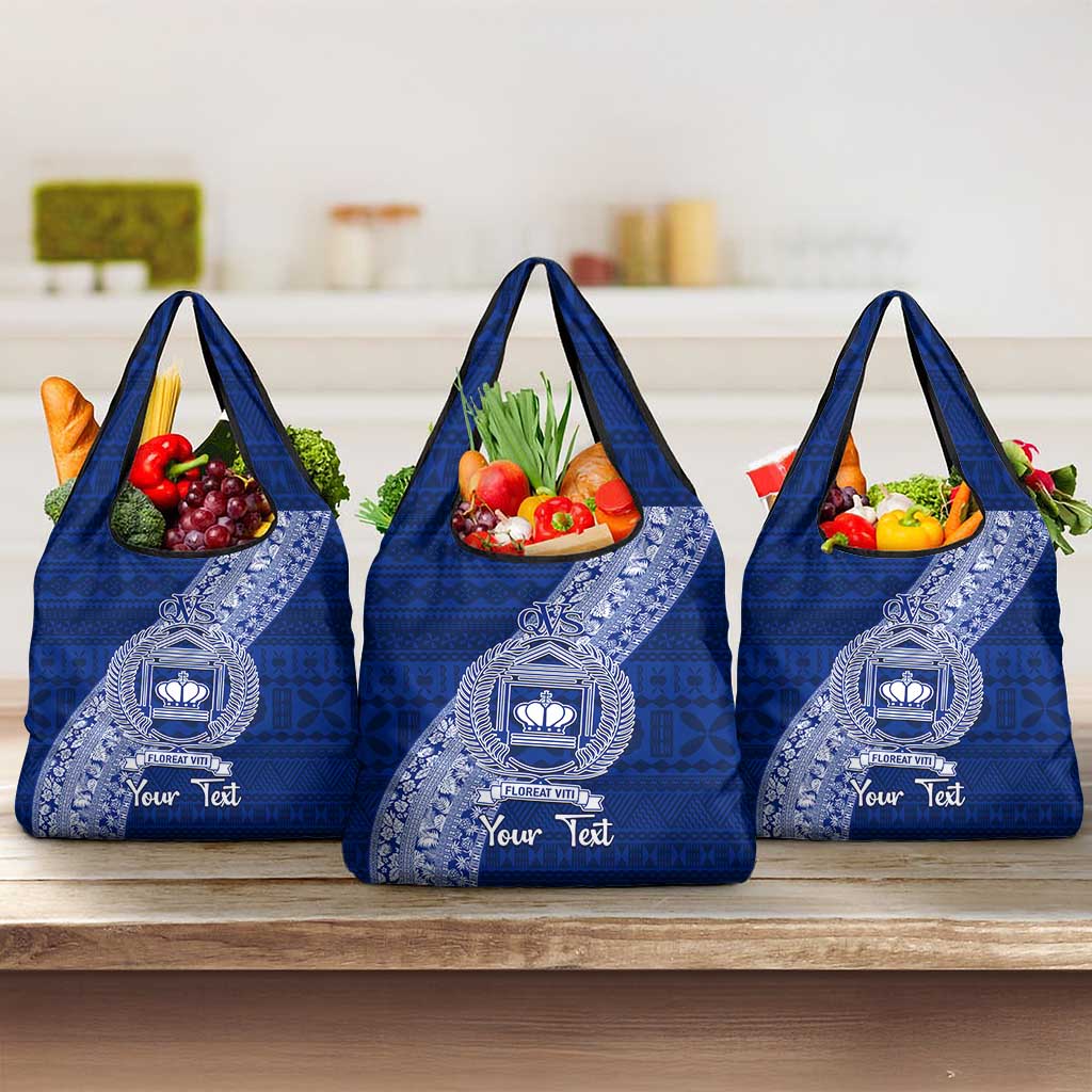 Personalised Fiji Queen Victoria School Grocery Bag Fijian Tapa Pattern