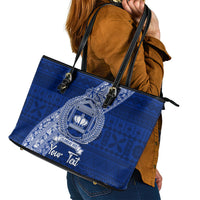 Personalised Fiji Queen Victoria School Leather Tote Bag Fijian Tapa Pattern LT14 - Polynesian Pride