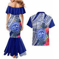 Personalised Samoana High School Couples Matching Mermaid Dress and Hawaiian Shirt American Samoa Schools Polynesian Tropical Flowers LT14 - Polynesian Pride