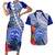 Personalised Samoana High School Couples Matching Short Sleeve Bodycon Dress and Hawaiian Shirt American Samoa Schools Polynesian Tropical Flowers LT14 Blue - Polynesian Pride