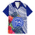 Personalised Samoana High School Family Matching Off Shoulder Short Dress and Hawaiian Shirt American Samoa Schools Polynesian Tropical Flowers LT14 Dad's Shirt - Short Sleeve Blue - Polynesian Pride