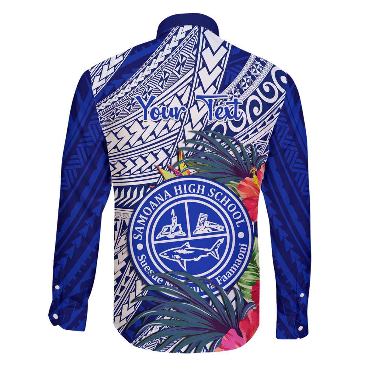 Personalised Samoana High School Family Matching Short Sleeve Bodycon Dress and Hawaiian Shirt American Samoa Schools Polynesian Tropical Flowers LT14 - Polynesian Pride