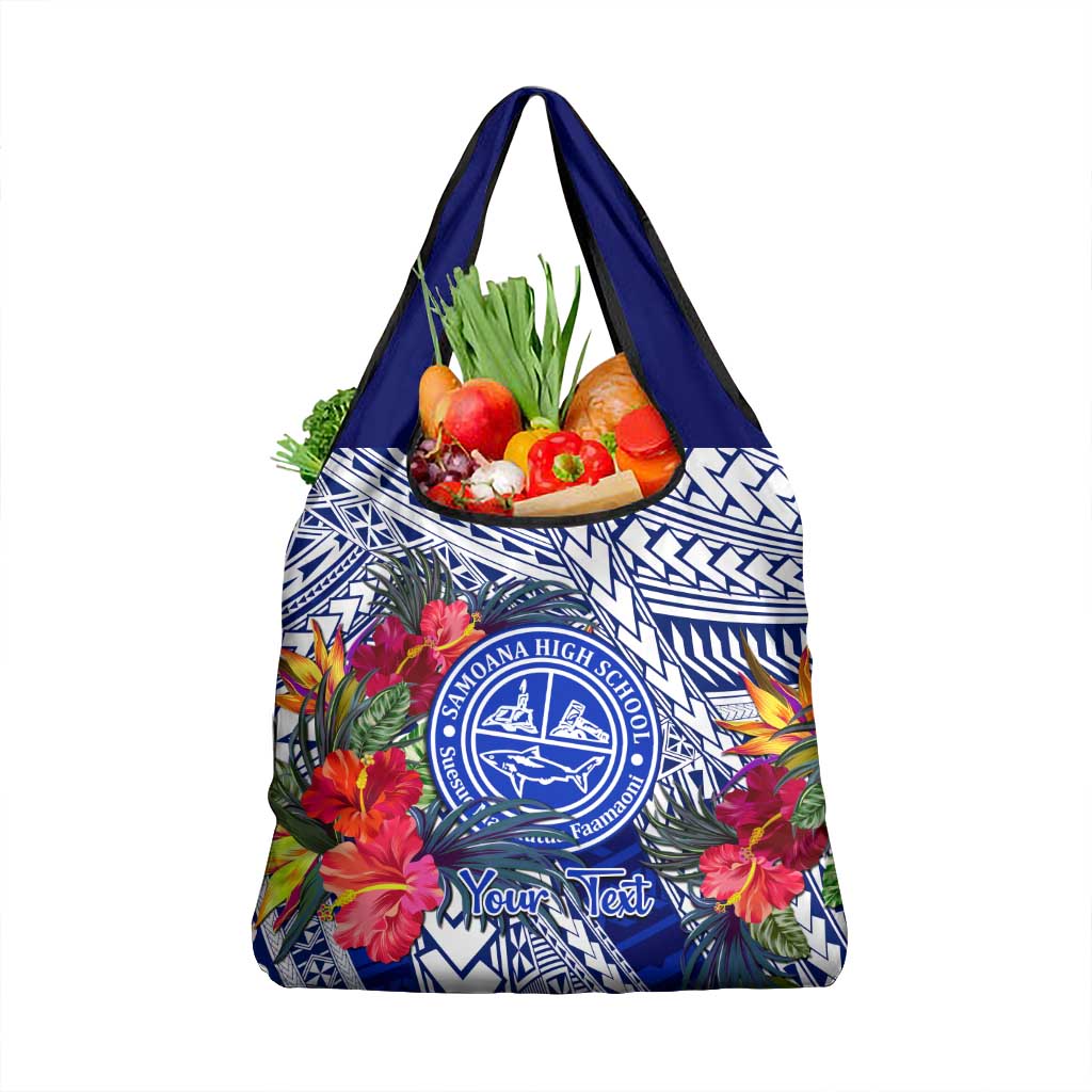 Personalised Samoana High School Grocery Bag American Samoa Schools Polynesian Tropical Flowers