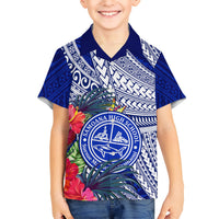 Personalised Samoana High School Kid Hawaiian Shirt American Samoa Schools Polynesian Tropical Flowers LT14 Kid Blue - Polynesian Pride