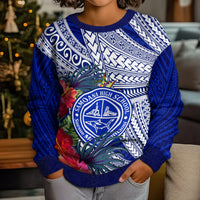 Personalised Samoana High School Kid Ugly Christmas Sweater American Samoa Schools Polynesian Tropical Flowers LT14 - Polynesian Pride