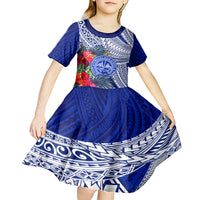 Personalised Samoana High School Kid Short Sleeve Dress American Samoa Schools Polynesian Tropical Flowers LT14 - Polynesian Pride