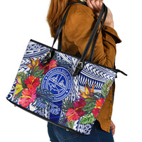 Personalised Samoana High School Leather Tote Bag American Samoa Schools Polynesian Tropical Flowers LT14 - Polynesian Pride