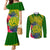 Personalised Leone High School Couples Matching Mermaid Dress and Long Sleeve Button Shirt American Samoa Schools Polynesian Tropical Flowers LT14 Green - Polynesian Pride