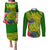 Personalised Leone High School Couples Matching Puletasi Dress and Long Sleeve Button Shirt American Samoa Schools Polynesian Tropical Flowers LT14 Green - Polynesian Pride