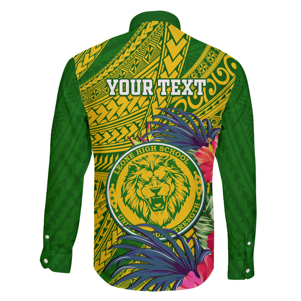 Personalised Leone High School Family Matching Long Sleeve Bodycon Dress and Hawaiian Shirt American Samoa Schools Polynesian Tropical Flowers LT14 - Polynesian Pride