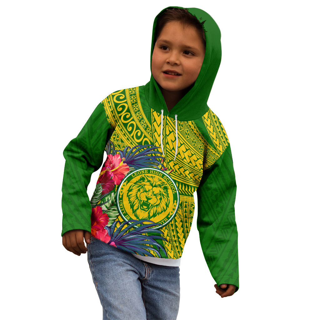 Personalised Leone High School Kid Hoodie American Samoa Schools Polynesian Tropical Flowers LT14 - Polynesian Pride