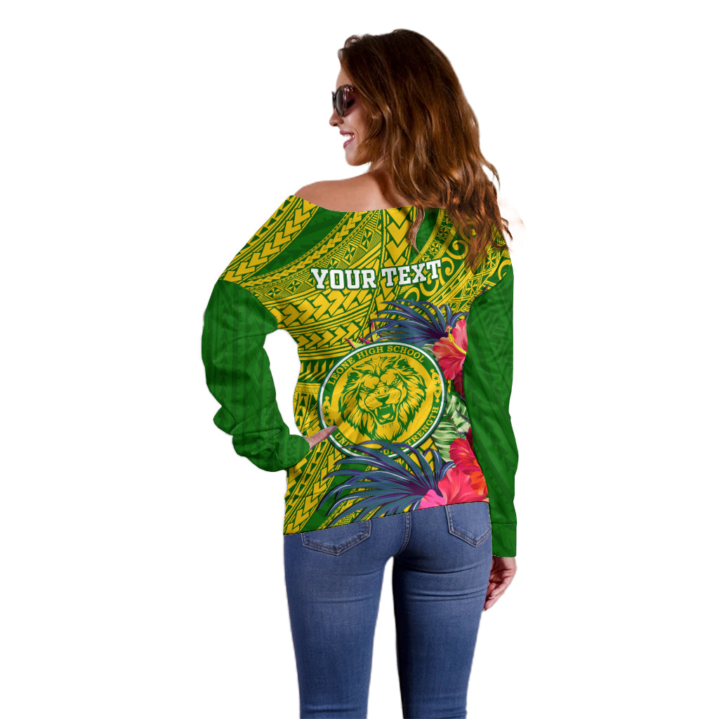 Personalised Leone High School Off Shoulder Sweater American Samoa Schools Polynesian Tropical Flowers LT14 - Polynesian Pride