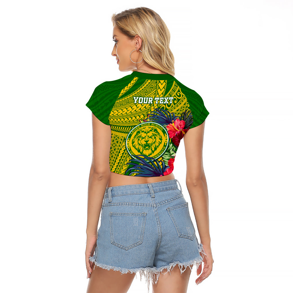 Personalised Leone High School Raglan Cropped T Shirt American Samoa Schools Polynesian Tropical Flowers LT14 - Polynesian Pride