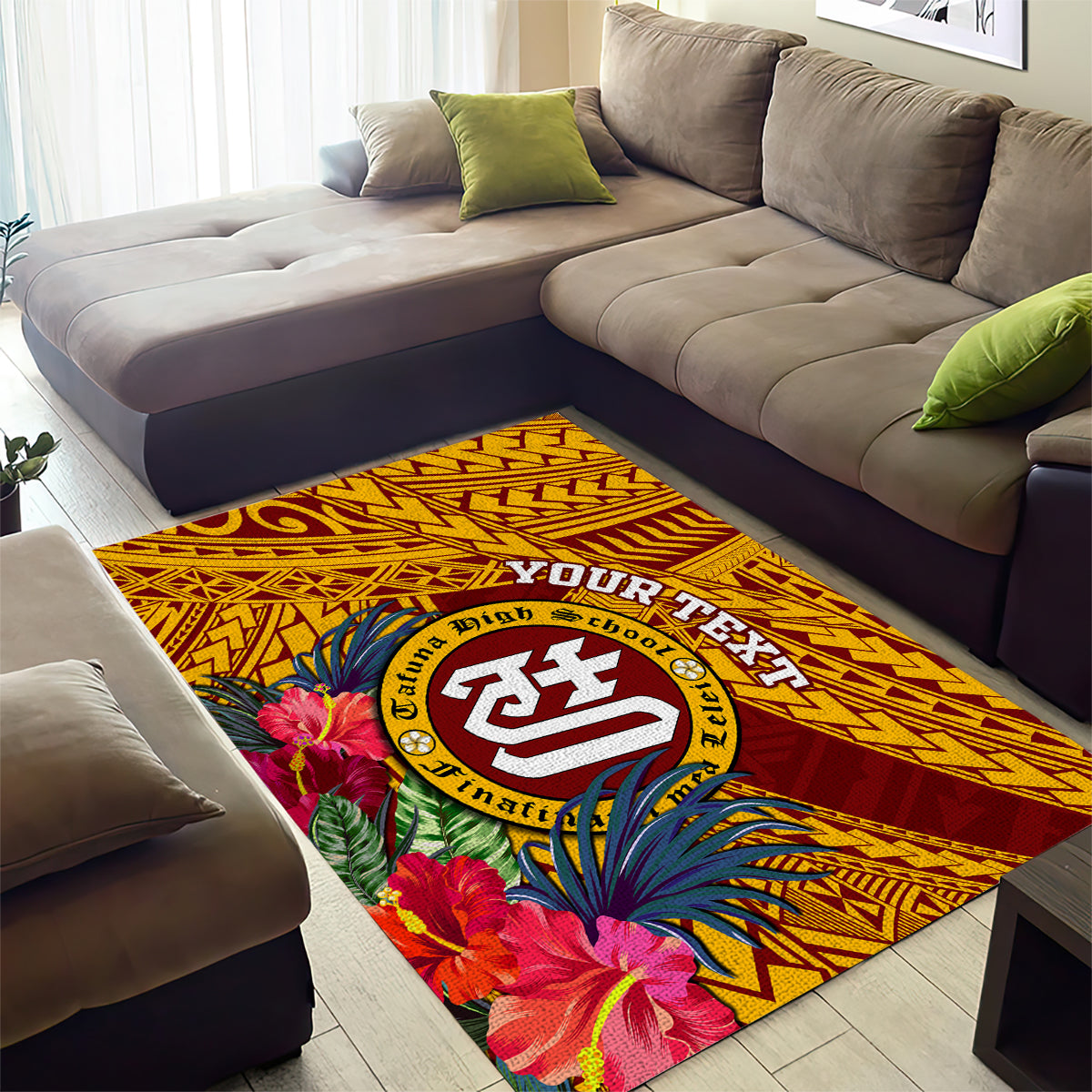 Personalised Tafuna High School Area Rug American Samoa Schools Polynesian Tropical Flowers LT14 - Polynesian Pride