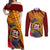 Personalised Tafuna High School Couples Matching Off Shoulder Maxi Dress and Long Sleeve Button Shirt American Samoa Schools Polynesian Tropical Flowers LT14 Maroon - Polynesian Pride