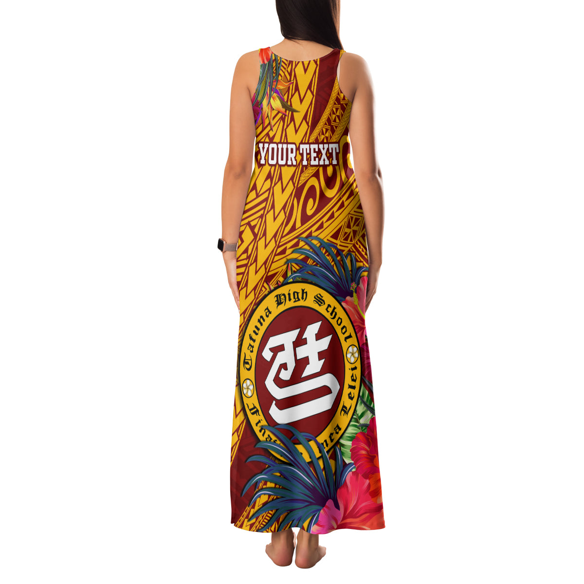 Personalised Tafuna High School Family Matching Tank Maxi Dress and Hawaiian Shirt American Samoa Schools Polynesian Tropical Flowers LT14 - Polynesian Pride