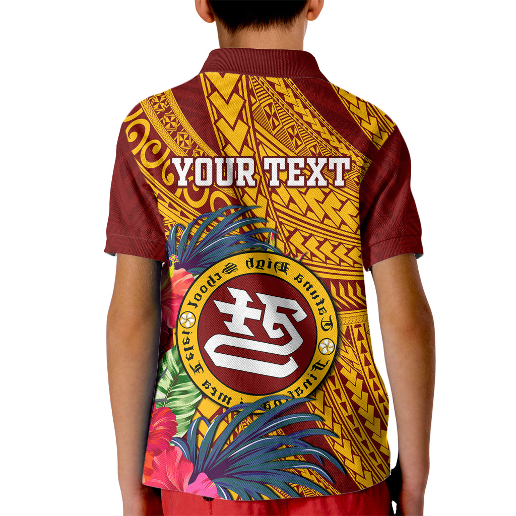 Personalised Tafuna High School Kid Polo Shirt American Samoa Schools Polynesian Tropical Flowers LT14 - Polynesian Pride