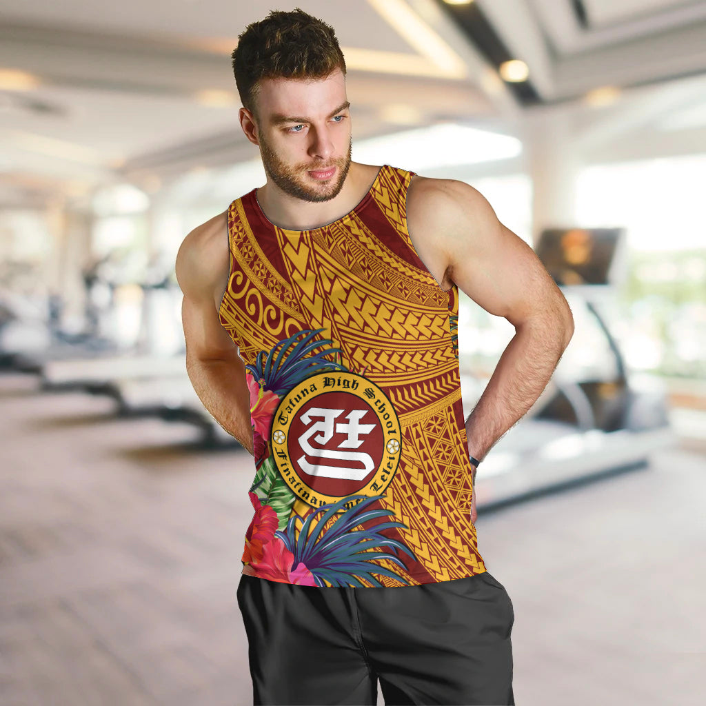 Personalised Tafuna High School Men Tank Top American Samoa Schools Polynesian Tropical Flowers LT14 Maroon - Polynesian Pride