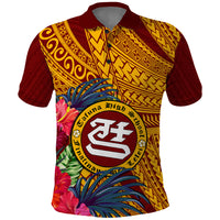Personalised Tafuna High School Polo Shirt American Samoa Schools Polynesian Tropical Flowers LT14 Maroon - Polynesian Pride