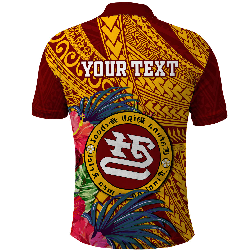 Personalised Tafuna High School Polo Shirt American Samoa Schools Polynesian Tropical Flowers LT14 - Polynesian Pride