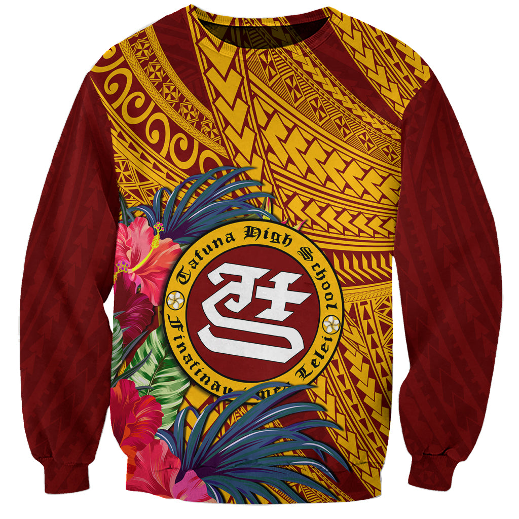 Personalised Tafuna High School Sweatshirt American Samoa Schools Polynesian Tropical Flowers LT14 Unisex Maroon - Polynesian Pride