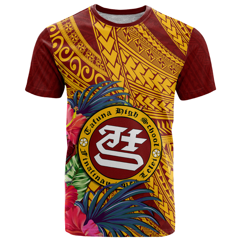 Personalised Tafuna High School T Shirt American Samoa Schools Polynesian Tropical Flowers LT14 Maroon - Polynesian Pride