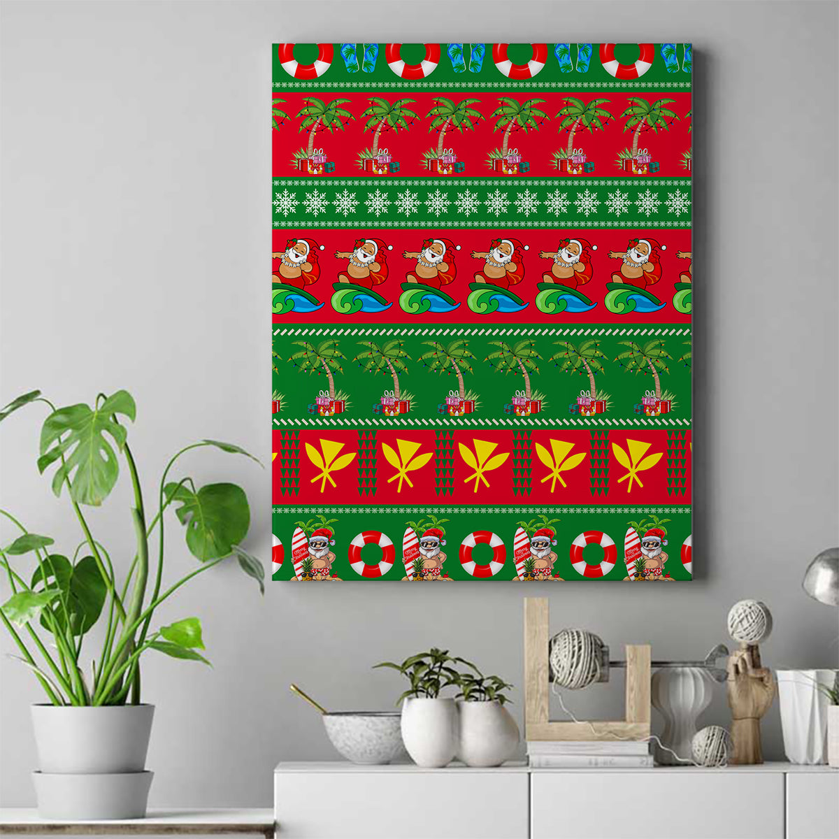 Hawaii Christmas Canvas Wall Art Mele Kalikimaka LT14 Green - Polynesian Pride