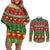Personalised Hawaii Christmas Couples Matching Off Shoulder Short Dress and Long Sleeve Button Shirt Mele Kalikimaka LT14 Green - Polynesian Pride