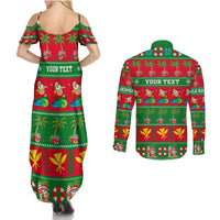 Personalised Hawaii Christmas Couples Matching Summer Maxi Dress and Long Sleeve Button Shirt Mele Kalikimaka LT14 - Polynesian Pride