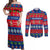 Personalised Guam Christmas Couples Matching Off Shoulder Maxi Dress and Long Sleeve Button Shirt Felis Pasgua LT14 Blue - Polynesian Pride