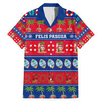 Personalised Guam Christmas Family Matching Mermaid Dress and Hawaiian Shirt Felis Pasgua LT14 Dad's Shirt - Short Sleeve Blue - Polynesian Pride