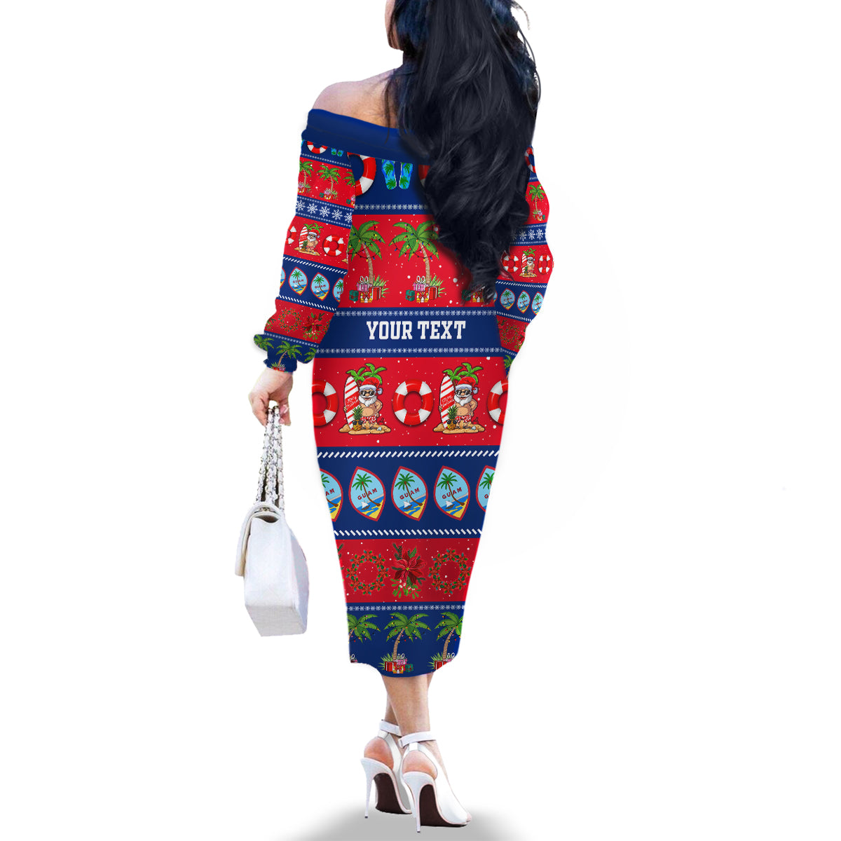 Personalised Guam Christmas Family Matching Off Shoulder Long Sleeve Dress and Hawaiian Shirt Felis Pasgua LT14 - Polynesian Pride