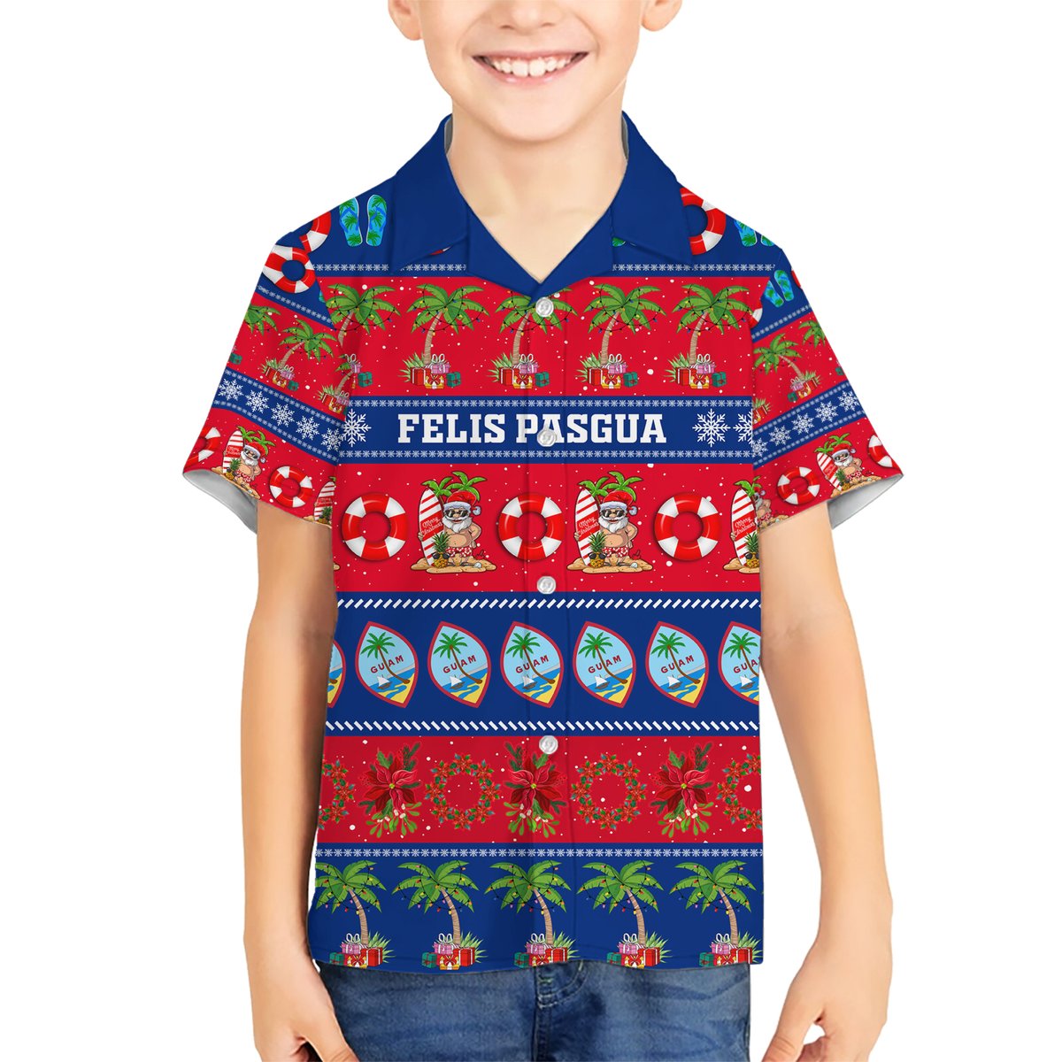 Personalised Guam Christmas Hawaiian Shirt Felis Pasgua LT14 - Polynesian Pride