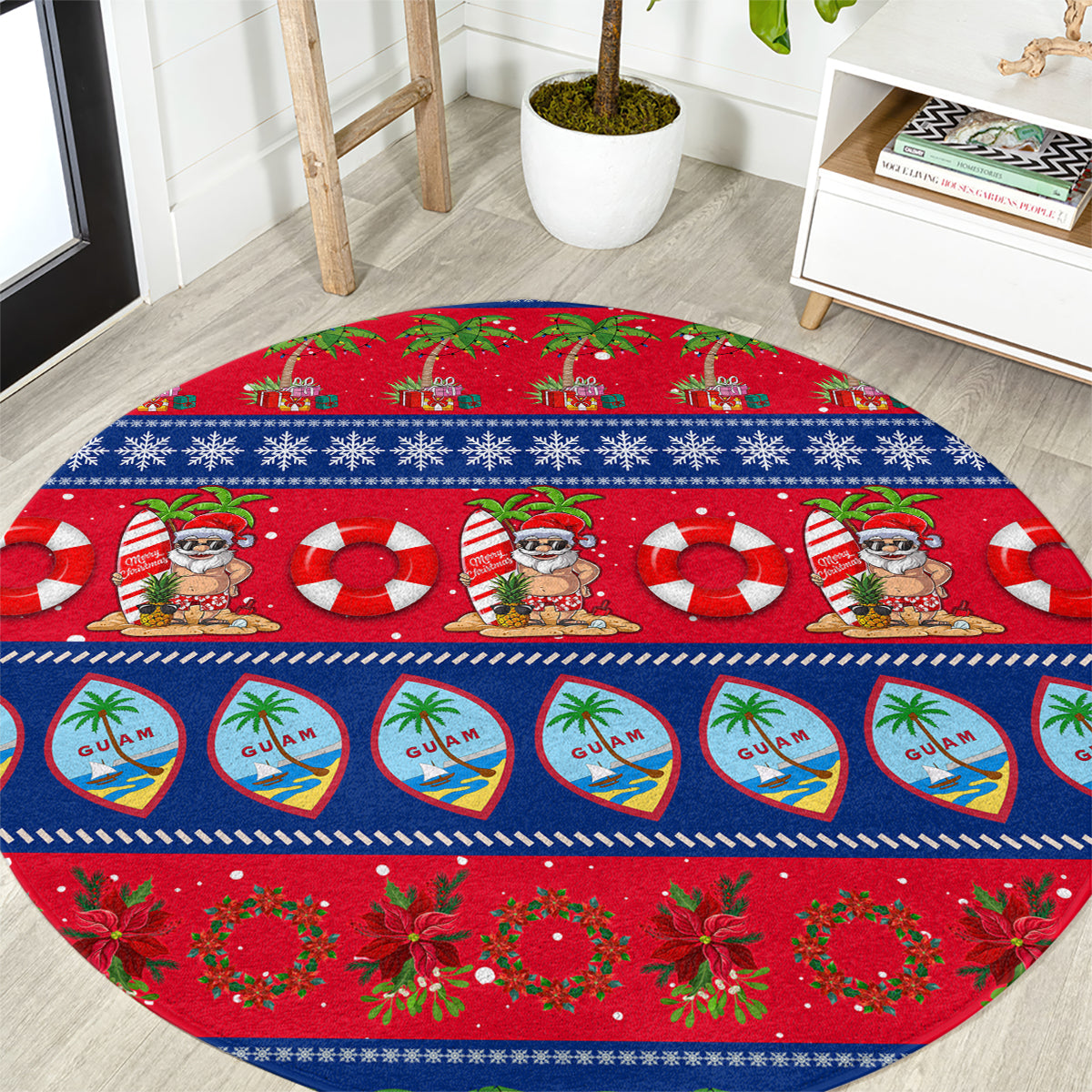 Guam Christmas Round Carpet Felis Pasgua LT14 Blue - Polynesian Pride