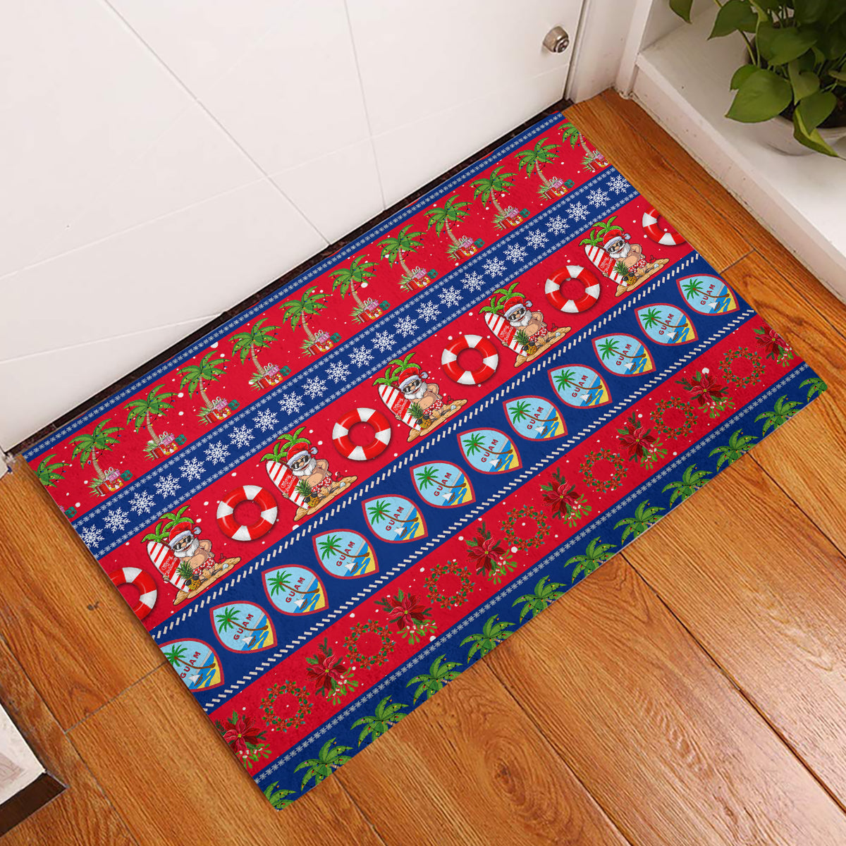 Guam Christmas Rubber Doormat Felis Pasgua LT14 Blue - Polynesian Pride